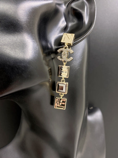 18K  Chanel Crystals Long Earrings
